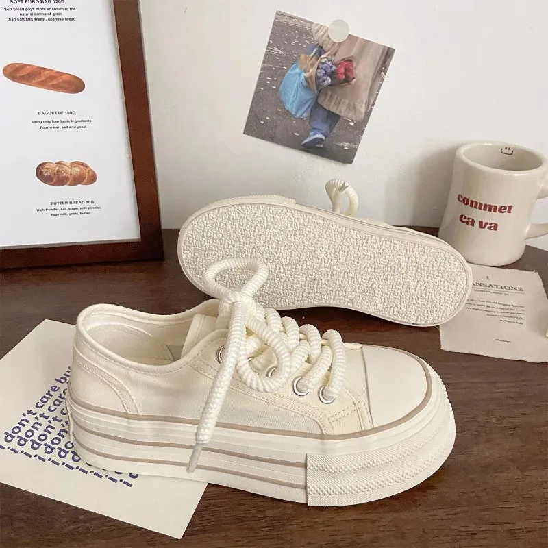 binfenxie  -  Canvas Shoes Korean Style Fashion Platform Sports Shoes Woman Casual Versatile Comfortable Low-top Platform Shoes