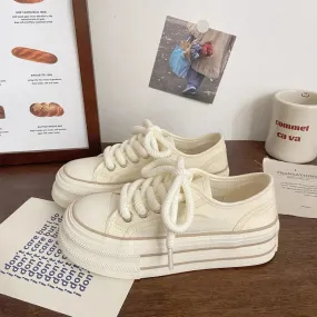 binfenxie  -  Canvas Shoes Korean Style Fashion Platform Sports Shoes Woman Casual Versatile Comfortable Low-top Platform Shoes