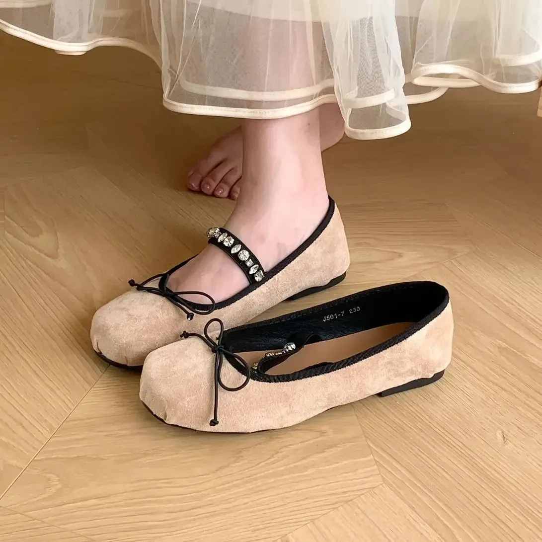 binfenxie  -  New Brand Women Flat Shoes Round Toe Shallow Slip On Ladies Casual Ballet Shoes Soft Leather Eelgant Balle Shoes