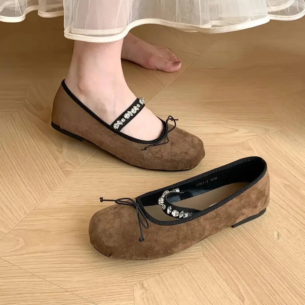 binfenxie  -  New Brand Women Flat Shoes Round Toe Shallow Slip On Ladies Casual Ballet Shoes Soft Leather Eelgant Balle Shoes