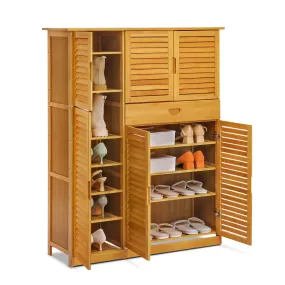 Louver Panel Shoe Cabinet - 40" - 8 Tier - with Drawer