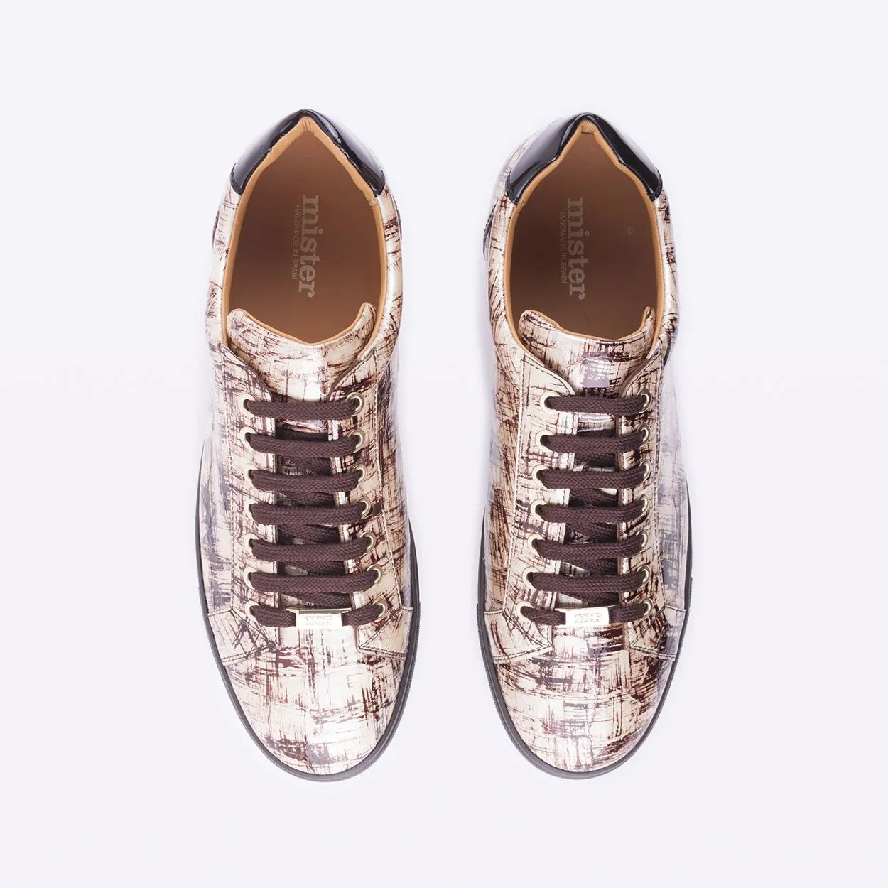 Mister 39608 Nabaz Men's Shoes Beige Crocodile Print / Calf-Skin Leather Casual Sneakers (MIS1031)