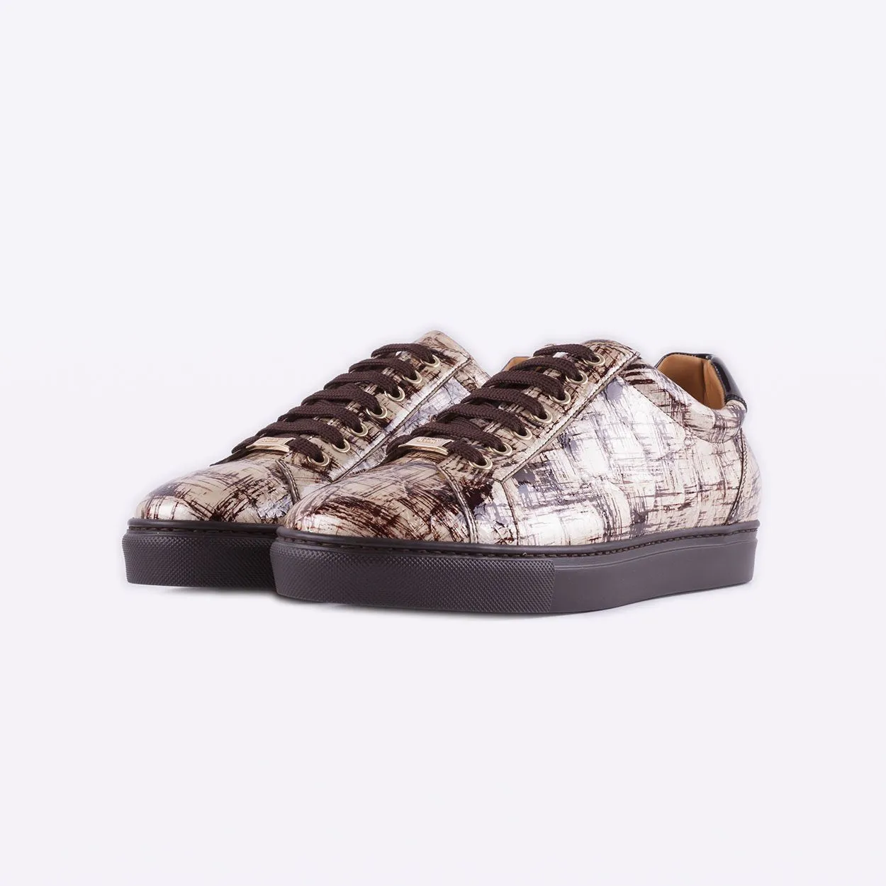 Mister 39608 Nabaz Men's Shoes Beige Crocodile Print / Calf-Skin Leather Casual Sneakers (MIS1031)