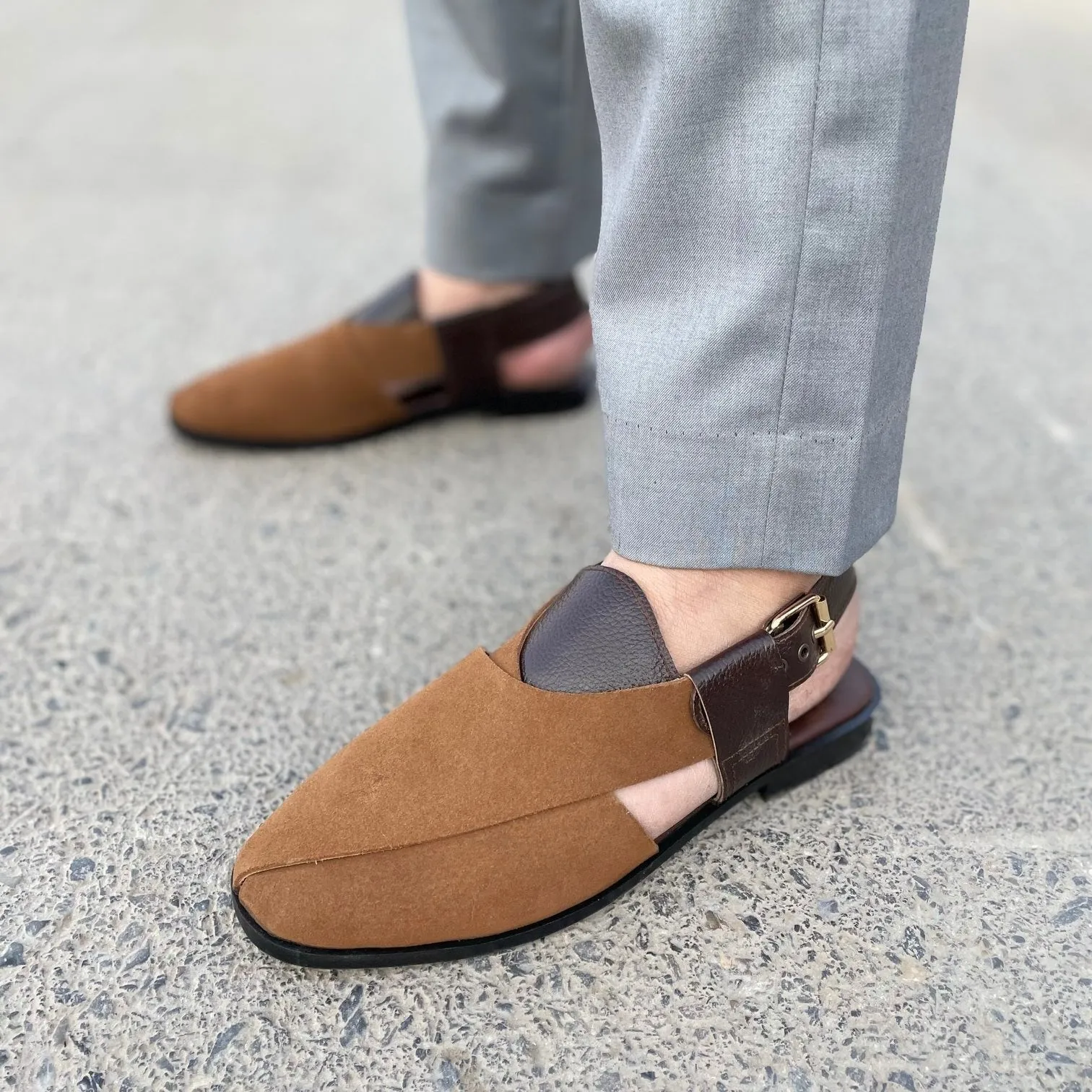 Pure Leather Mustard Peshawari Chappal LS-869